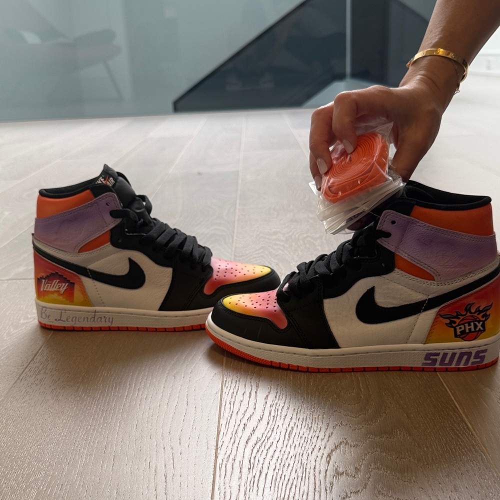 Nike Air Jordan 1 Mid Black, White, Orange & Purple Gradient